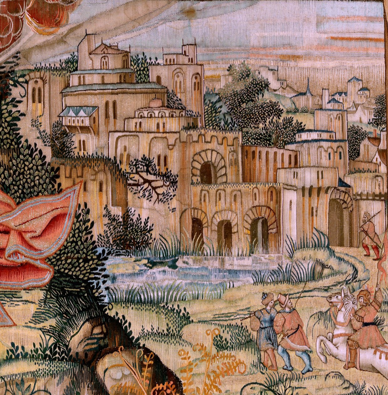 Serie Die Passion Christi. Die Kreuzabnahme (Descendimiento). Die zweite Tapisserie-Serie der Passion Christi des Patrimonio Nacional. Modell Zeichner aus dem Kreis von Jan van Roome. von Pieter Coecke van Aelst