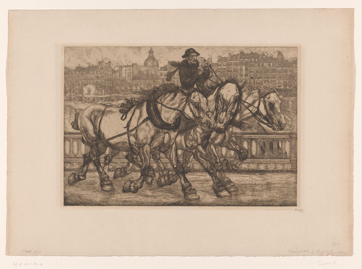 Pferde auf der Pont Sully in Paris von Pieter Dupont (signed by artist)
