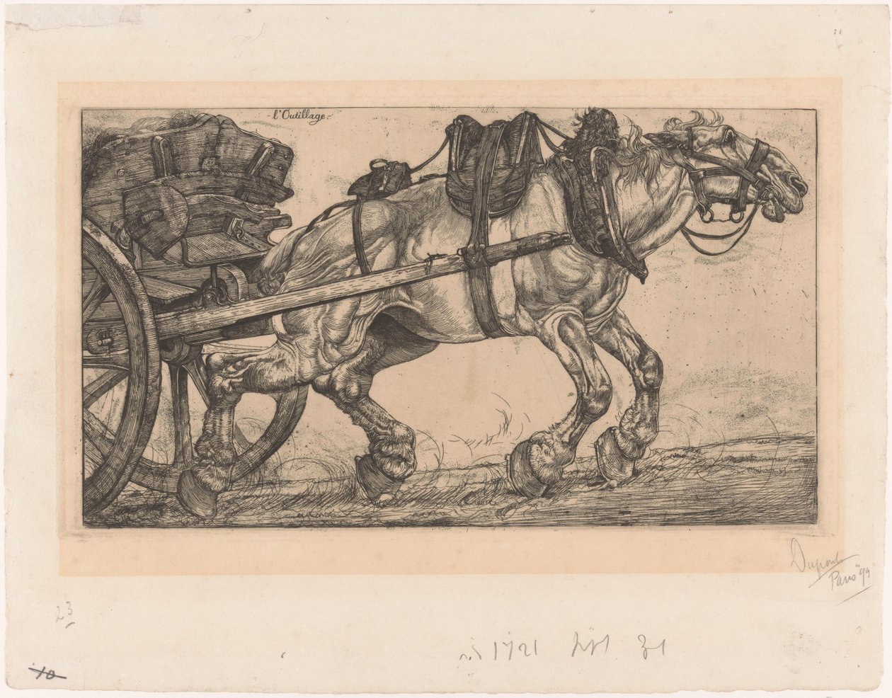 Zugpferd vor einem Wagen von Pieter Dupont (signed by artist)