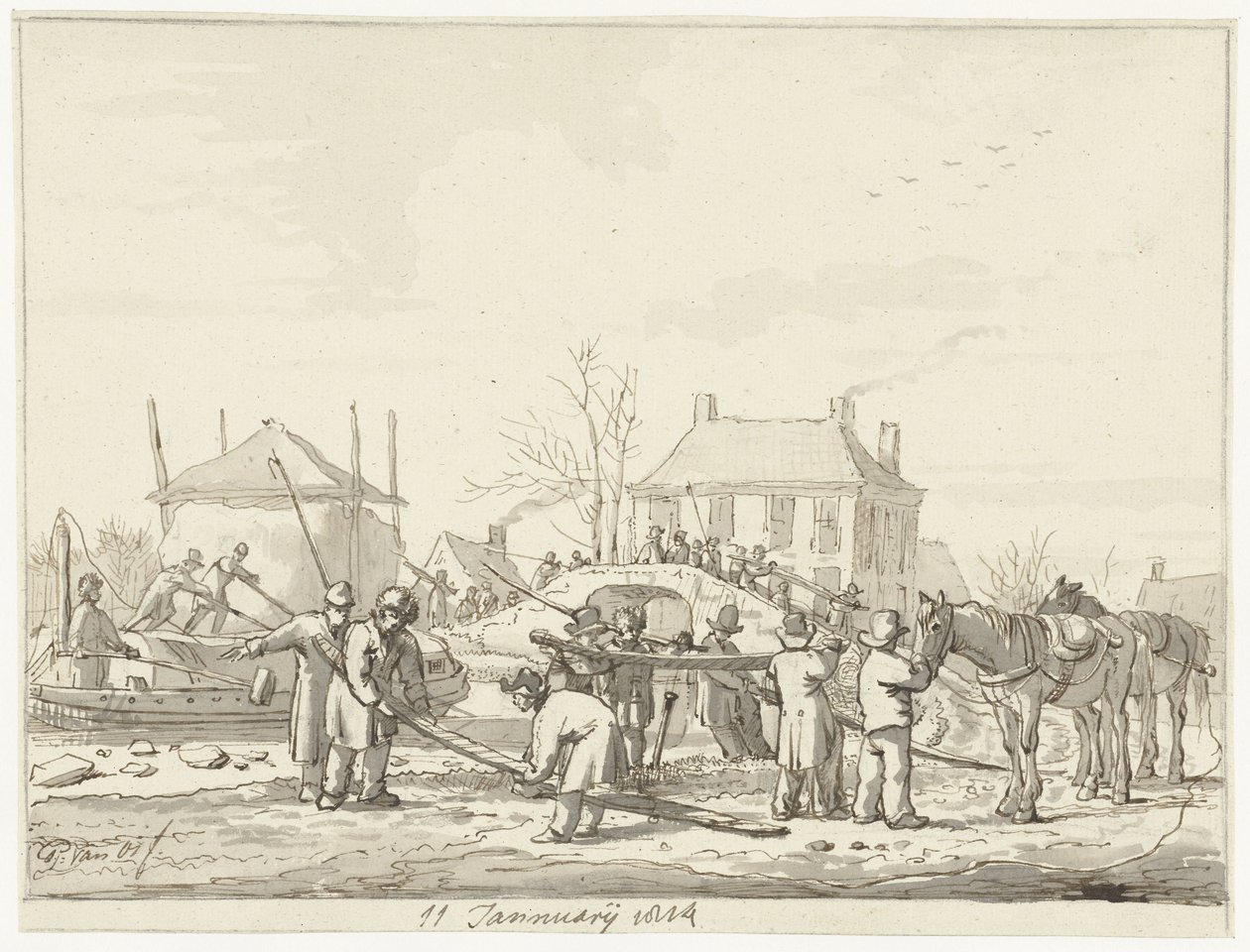 Karnemelksloot in Naarden, 11. Januar 1814 von Pieter Gerardus van Os (signed by artist)