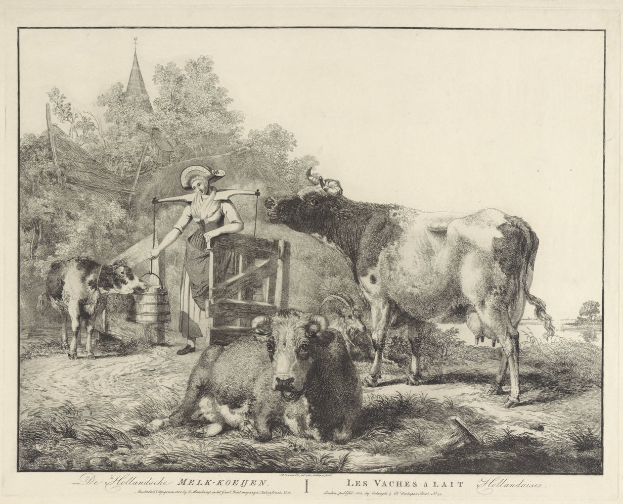 Kühe und eine Milchmagd von Pieter Gerardus van Os