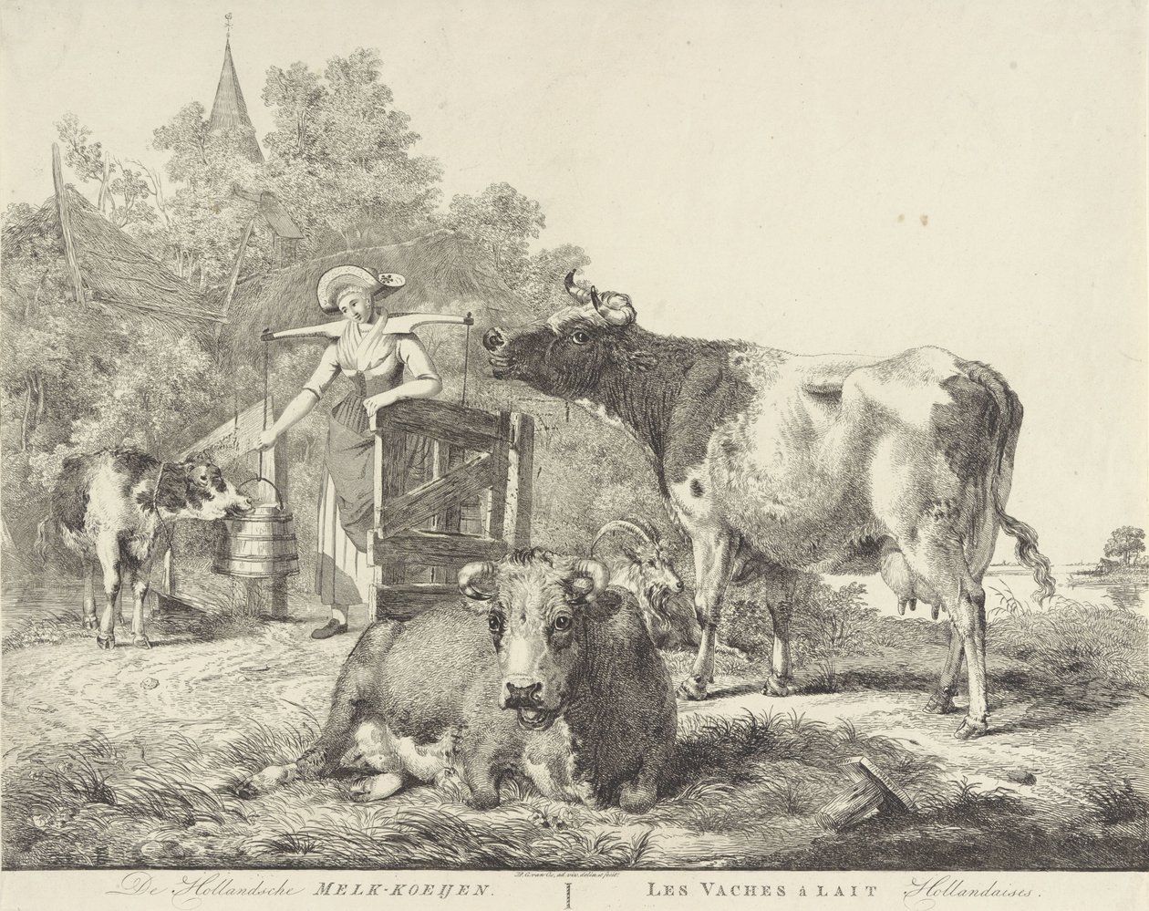 Kühe und Milchmädchen von Pieter Gerardus van Os