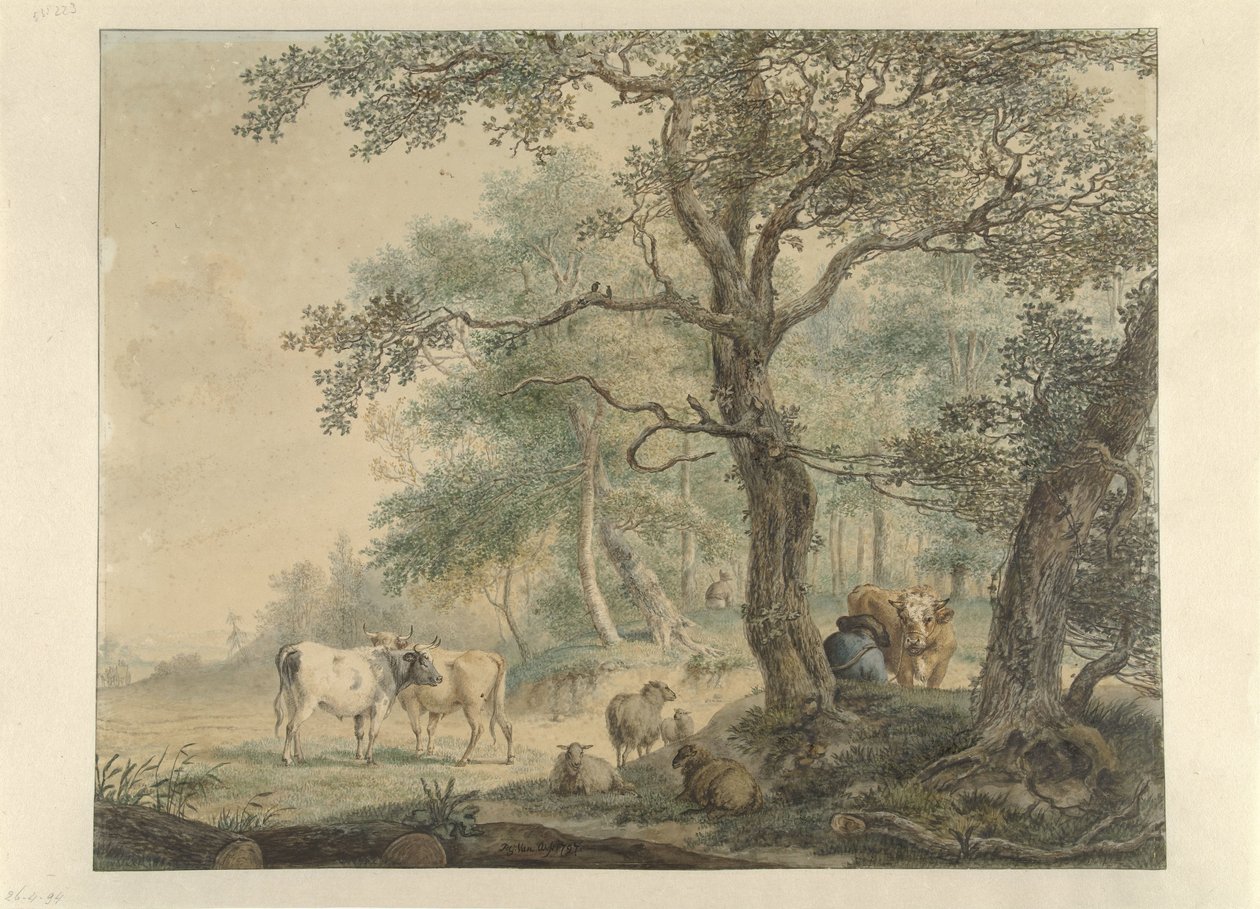 Landschaft mit zwei Hirten mit Vieh von Pieter Gerardus van Os