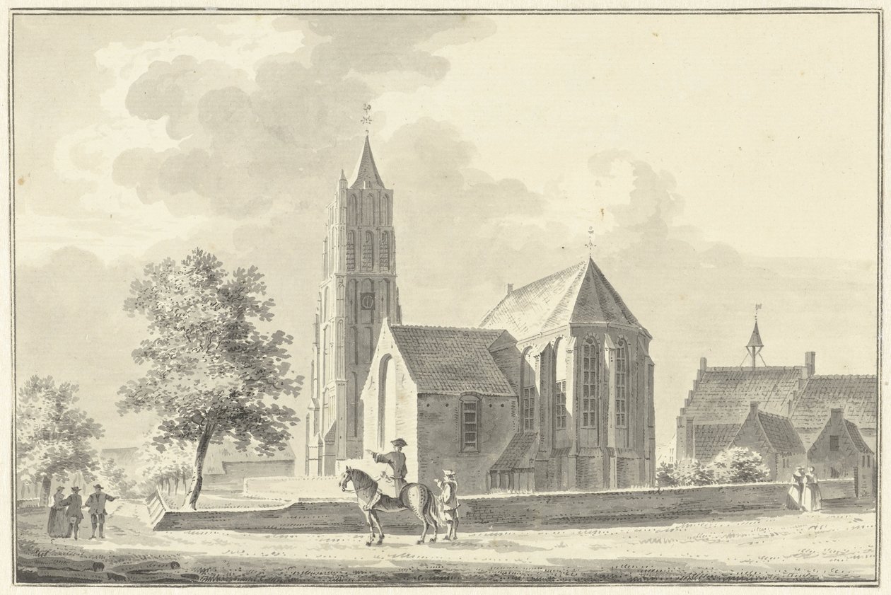 Kirche und Rathaus in Heukelom von Pieter Jan van Liender