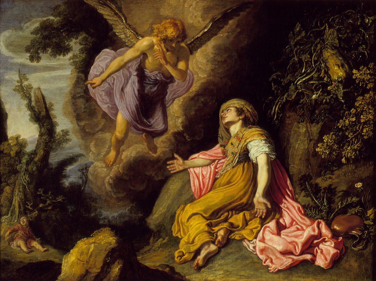 Hagar und der Engel, 1614 von Pieter Lastman