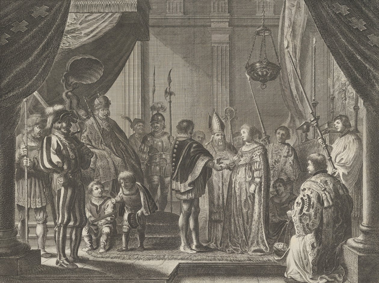 Tafel 7: Die Hochzeit von Francisco I de Medici und Johanna von Österreich, aus Caspar Barlaeus, 1638 von Pieter Nolpe