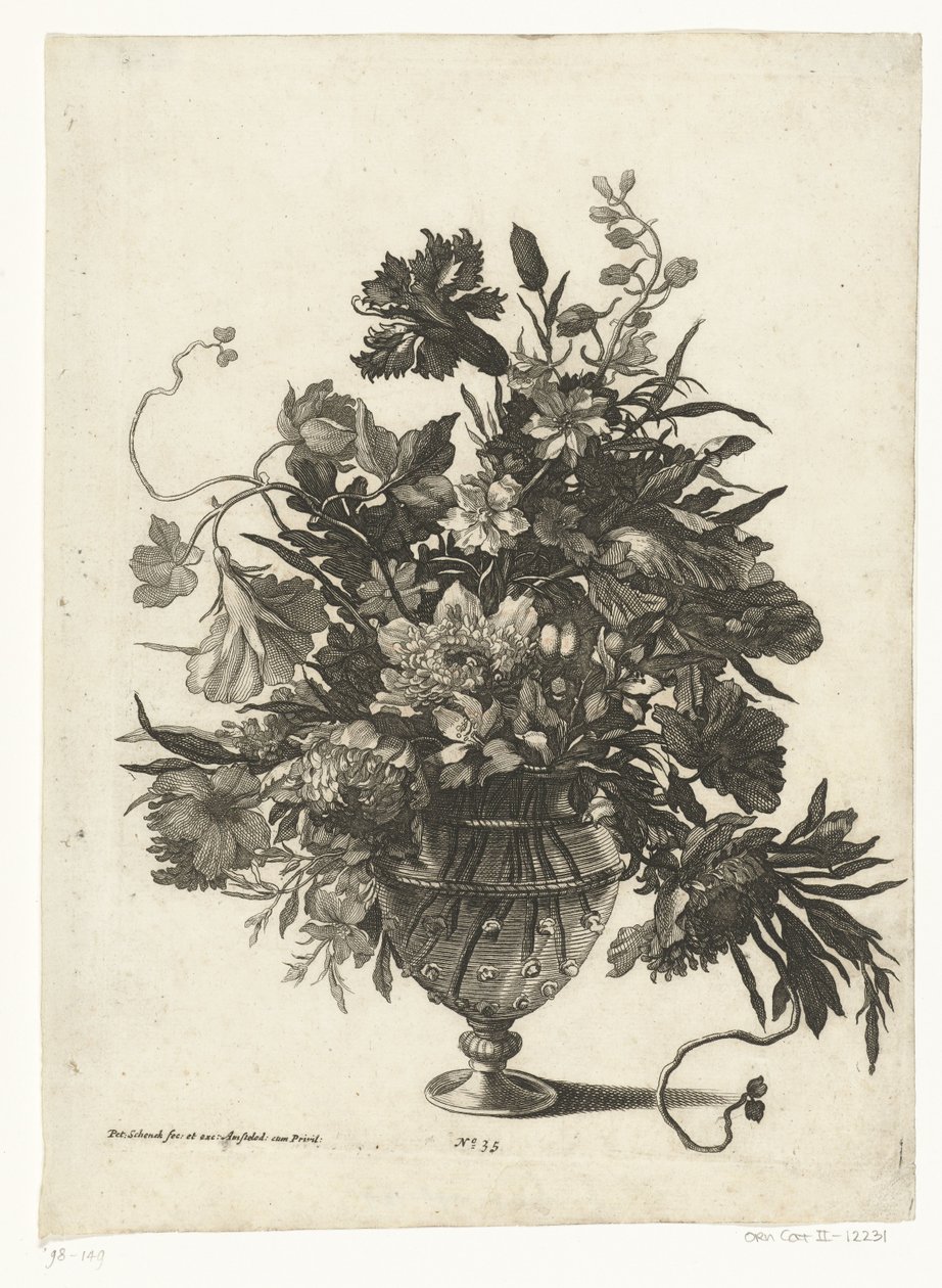 Glasvase mit Blumen von Pieter Schenk (I)