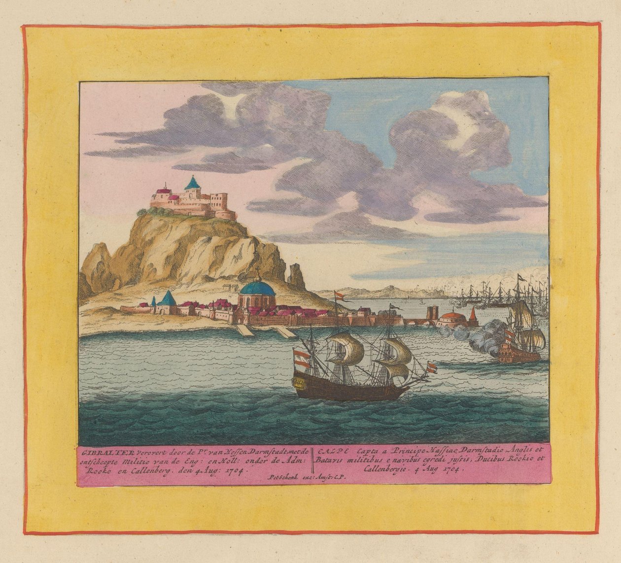 Eroberung von Gibraltar durch eine englisch-niederländische Flotte, 1704 von Pieter Schenk (I)