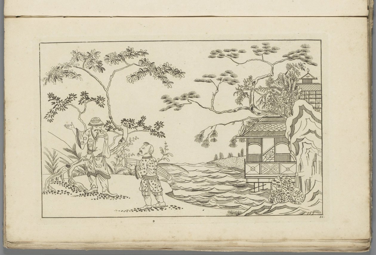 Zwei chinesische Männer in einer Landschaft von Pieter Schenk (II)