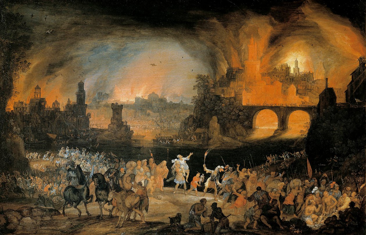 Der Brand der Stadt Troja von Pieter Schoubroeck