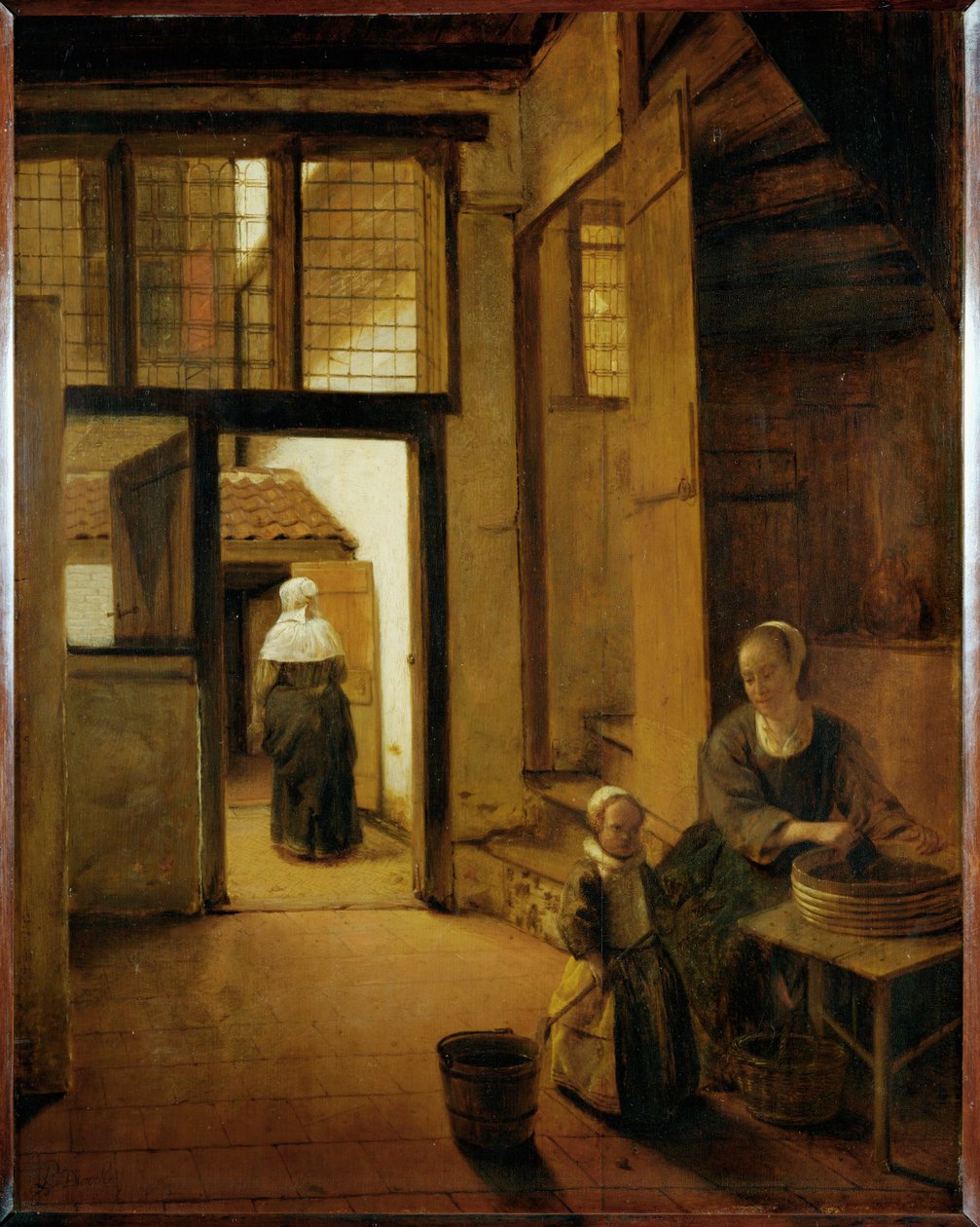 Hinterhof eines holländischen Hauses von Pieter de (after) Hooch