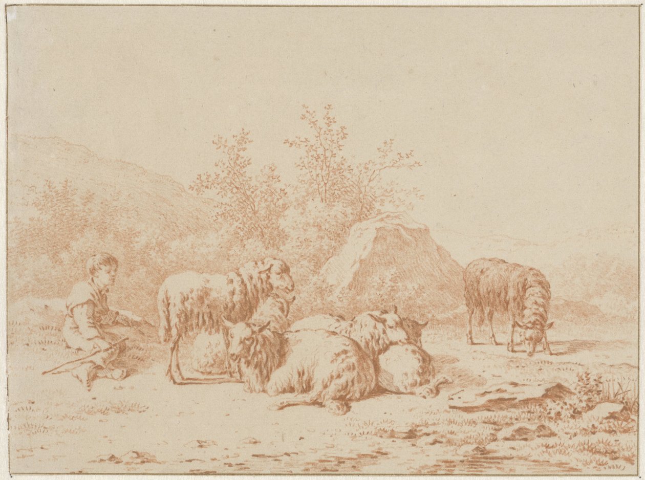 Landschaft mit Schäfer und seiner Herde von Pieter de Goeje
