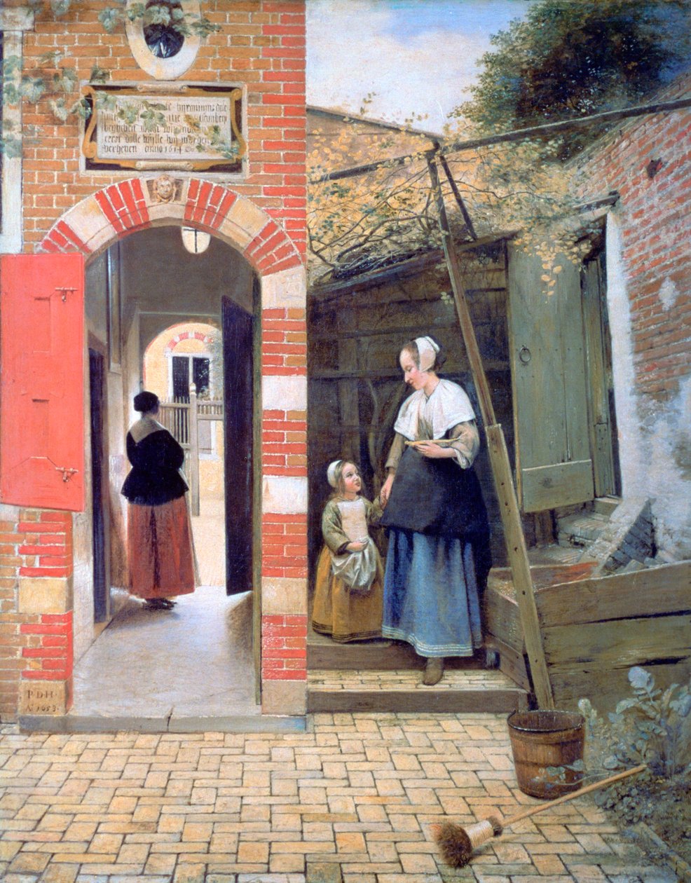 Hof eines Hauses in Delft von Pieter de Hooch