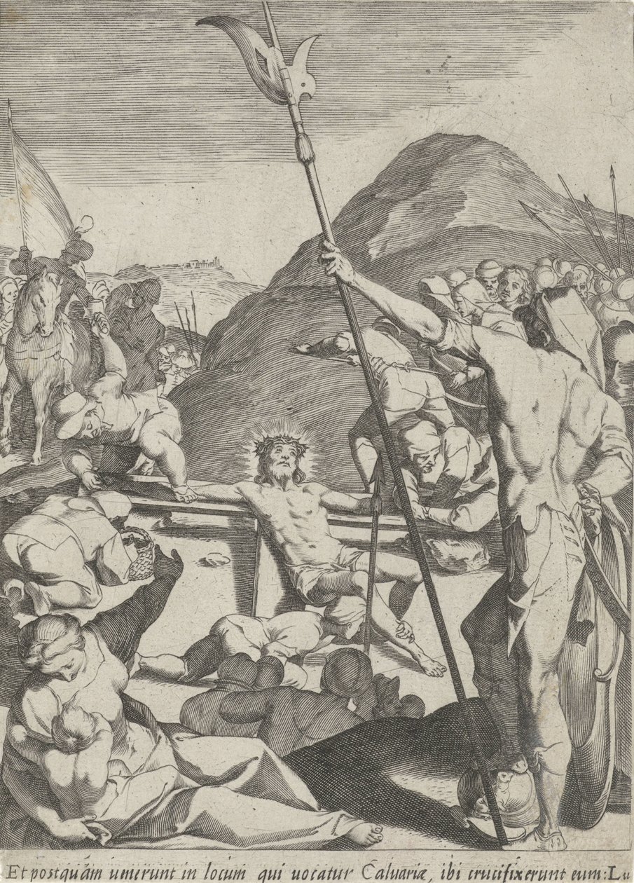 Christus wird ans Kreuz genagelt von Pieter de Jode (I)