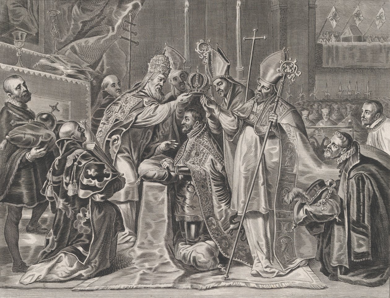Tafel 24: Karl V. wird vom Papst zum Kaiser gekrönt, aus Guillielmus Becanus