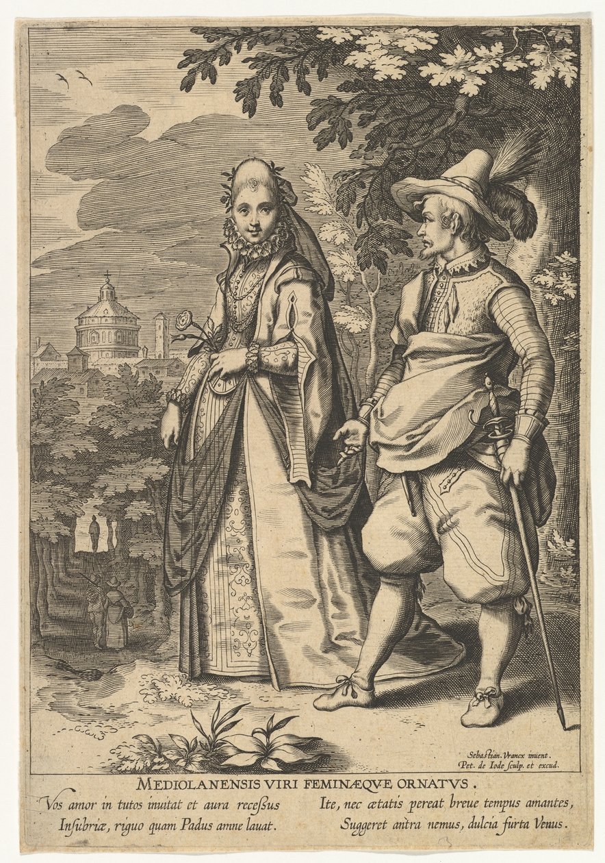 Mediolanensis Viri Feminaeque Ornatus, aus Moden verschiedener Nationen von Pieter de Jode I