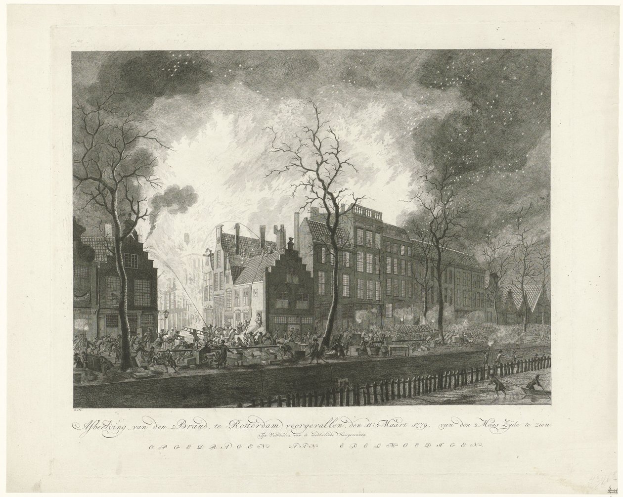 Brand in der Pottebakkerssteeg in Rotterdam, 1779 von Pieter de Mare