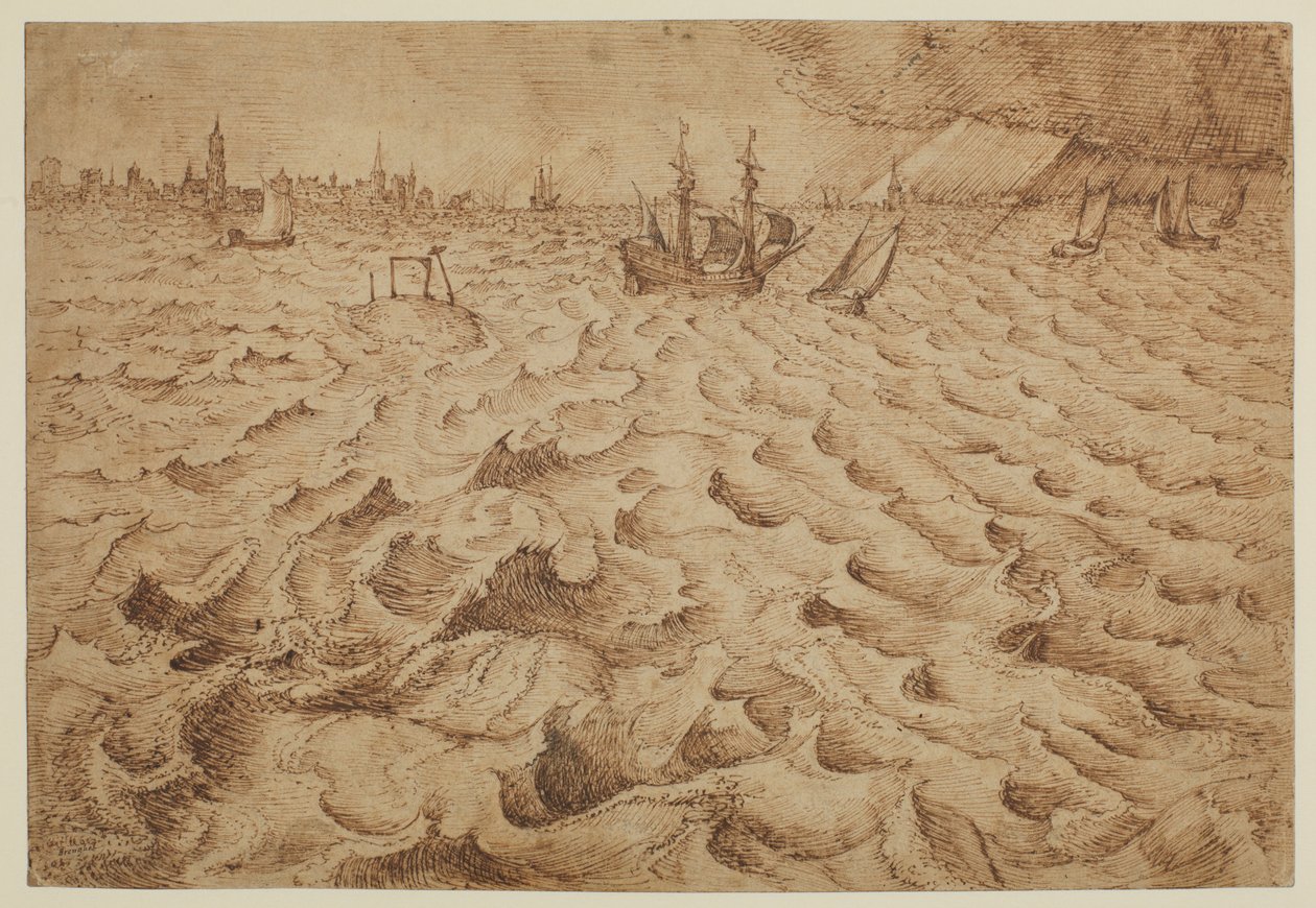 Ein Sturm auf der Schelde mit Blick auf Antwerpen, 1562 - 1563 von Pieter Bruegel the Elder