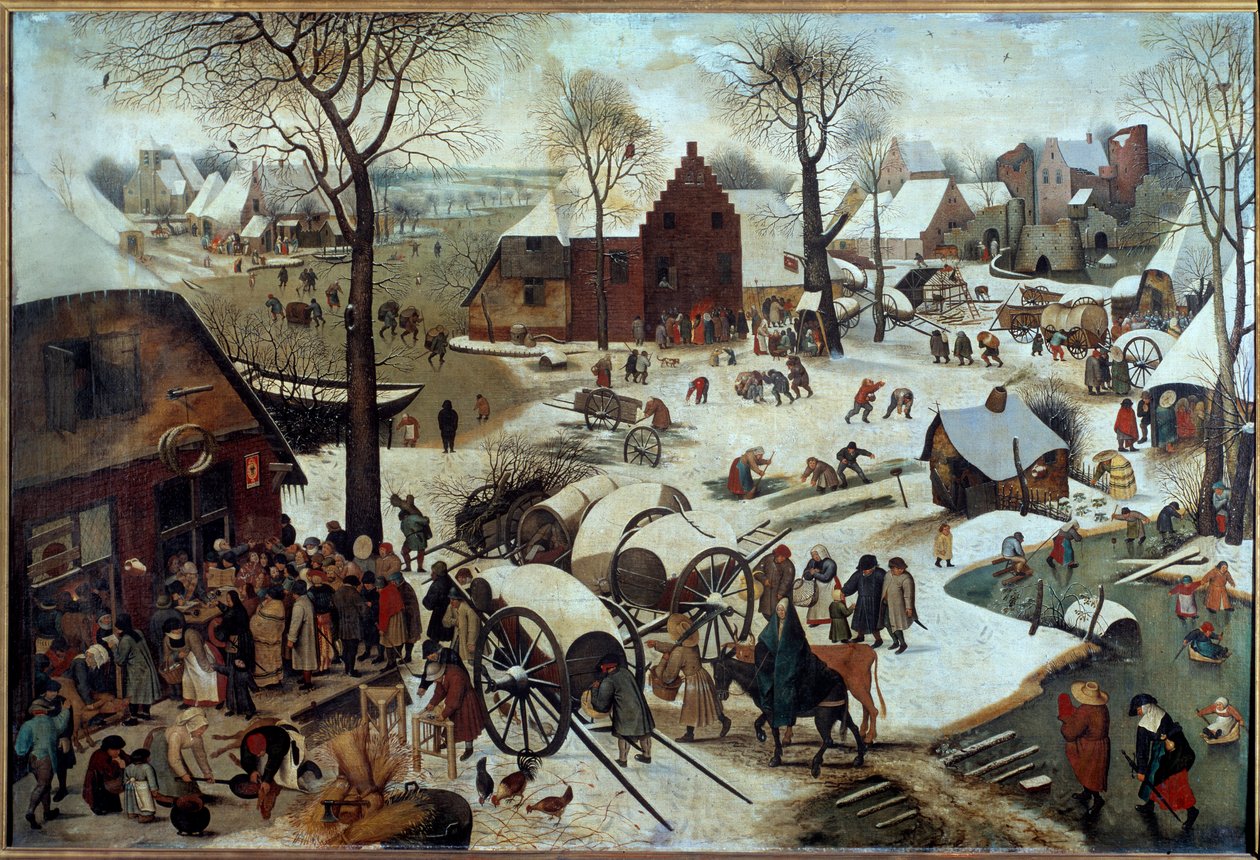 Zahlung des Zehnten oder die Volkszählung in Bethlehem von Pieter Bruegel the Elder