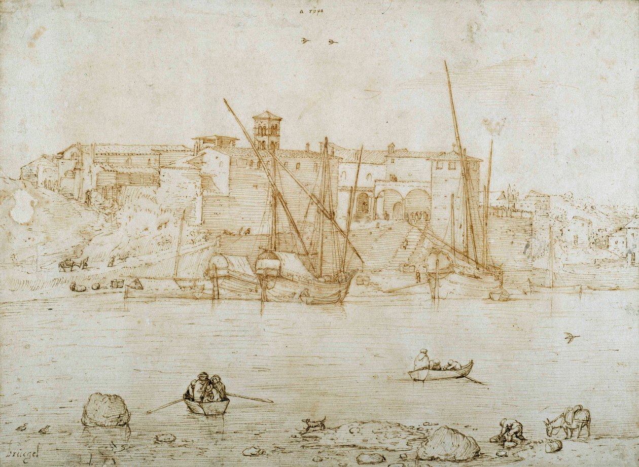 Ansicht der Ripa Grande, Rom, um 1552 von Pieter Bruegel the Elder