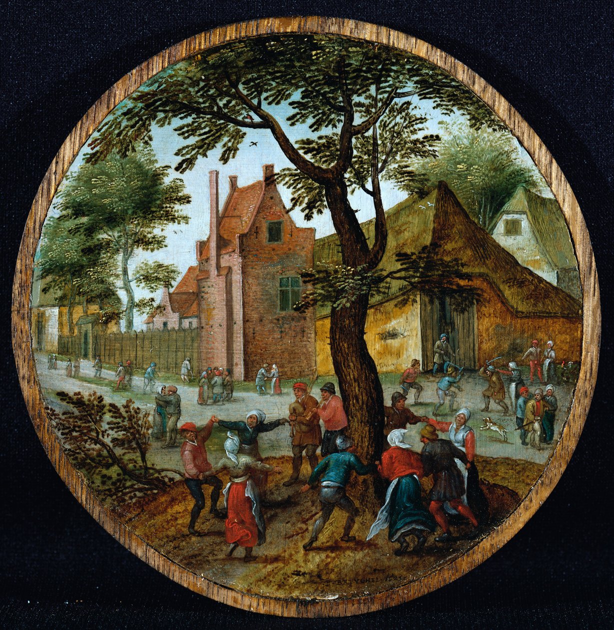 Bauern tanzen um einen Baum in einer Dorfstraße, 1625 von Pieter Brueghel the Younger