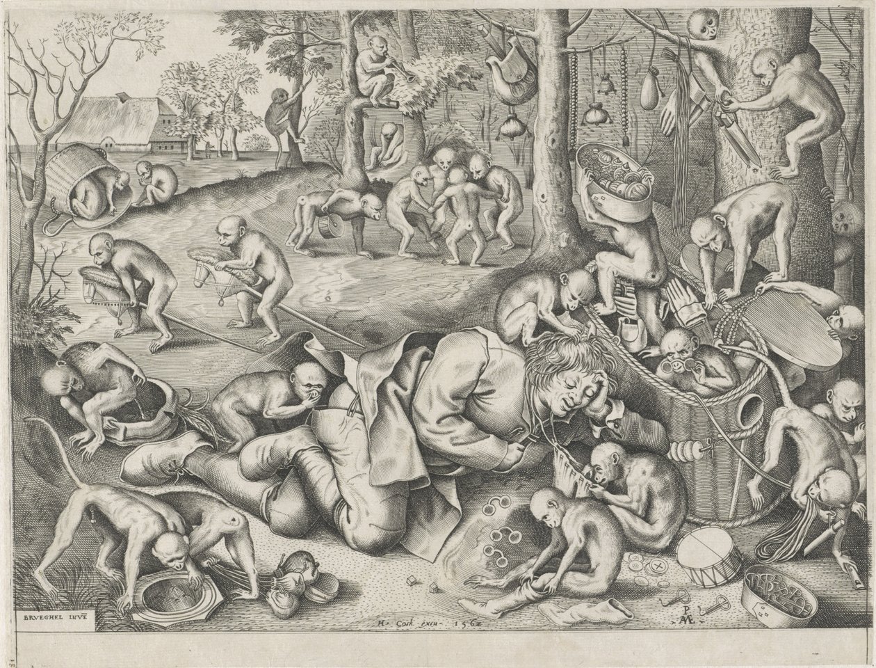 Hausierer von Affen beraubt von Pieter van der Heyden