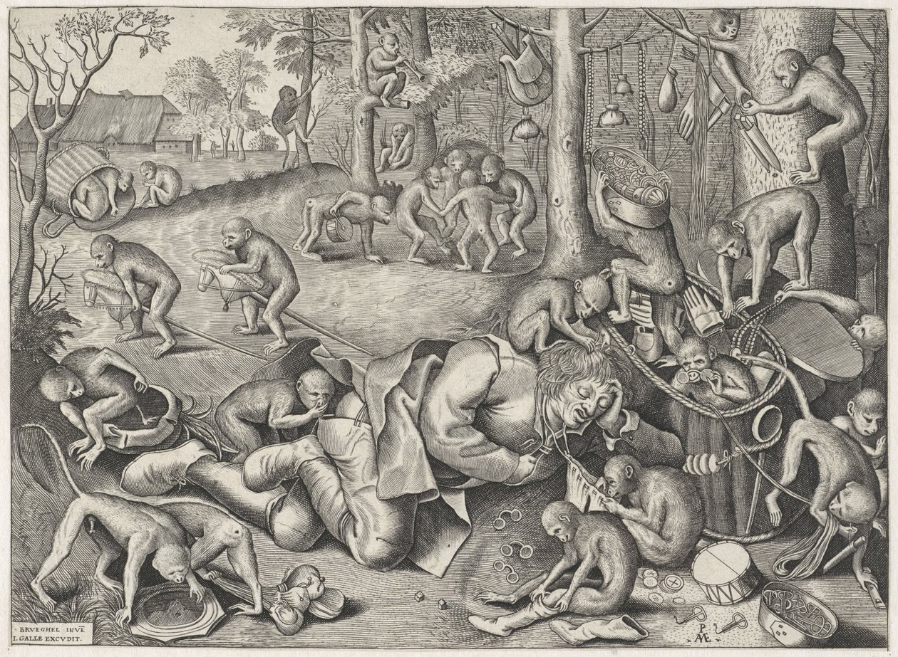 Hausierer von Affen beraubt von Pieter van der Heyden