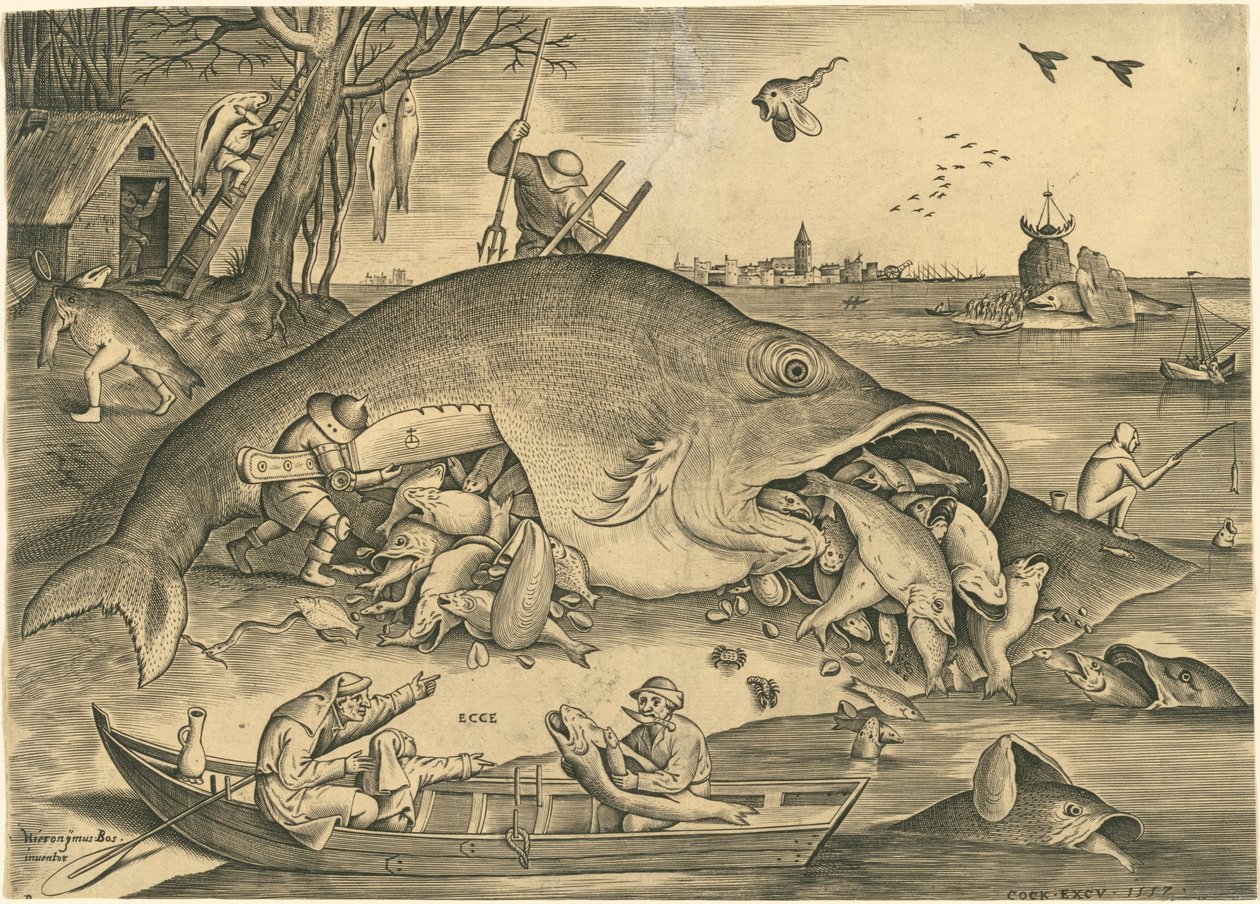 Die großen Fische fressen die kleinen Fische von Pieter van der Heyden after Pieter Bruegel the Elder