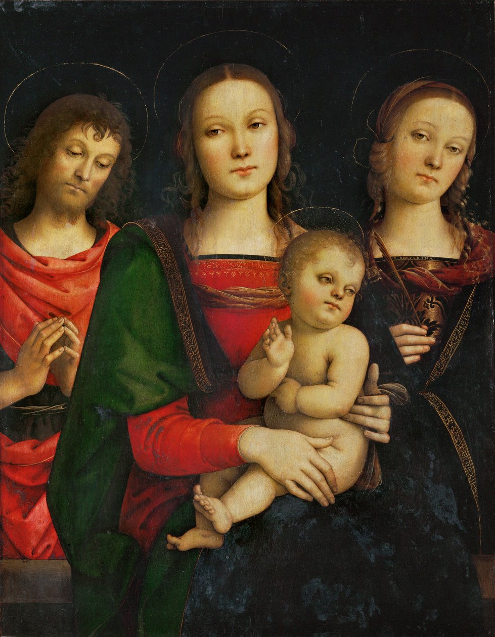 Madonna mit Kind, umgeben von Johannes dem Täufer und der heiligen Katharina von Pietro (studio of) Perugino