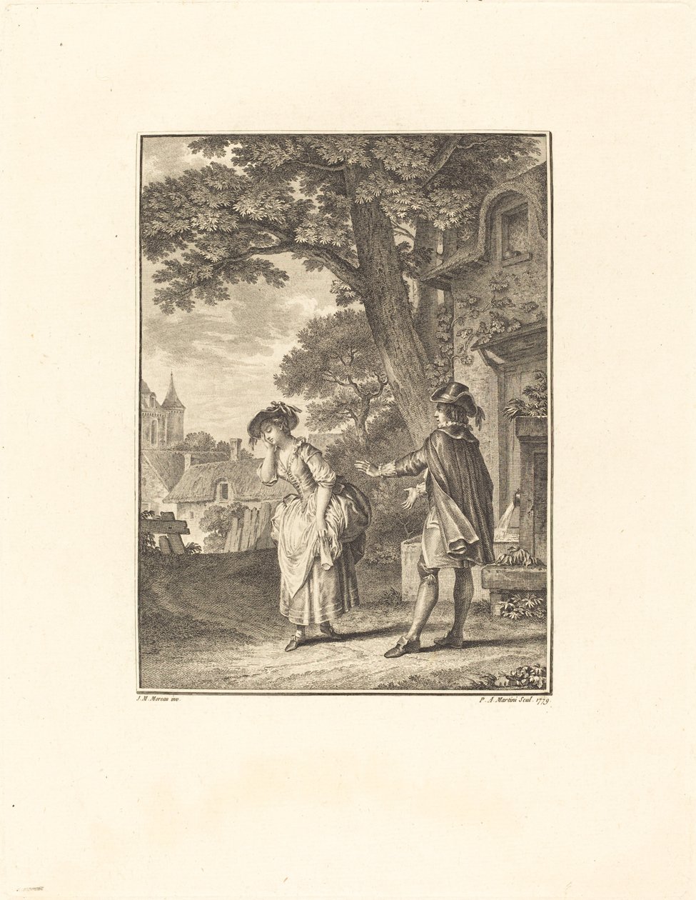 Le Devin du Village (Colette weint) von Pietro Antonio Martini after Jean Michel Moreau