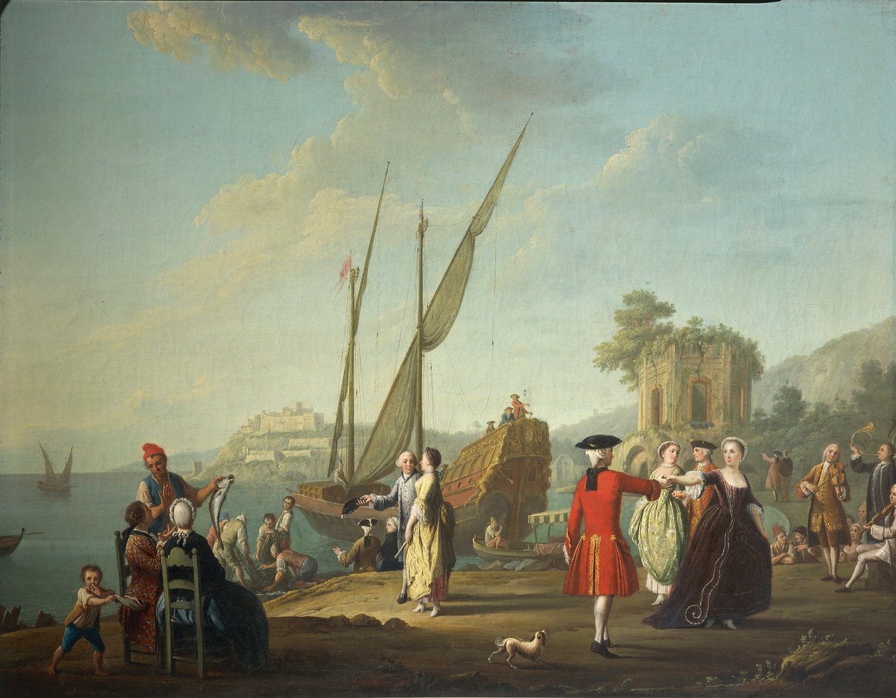Menuett in Baia, heute ein Teil von Bacoli (Neapel), im Gebiet der Campi Flegrei, von Pietro Fabris von Pietro Fabris