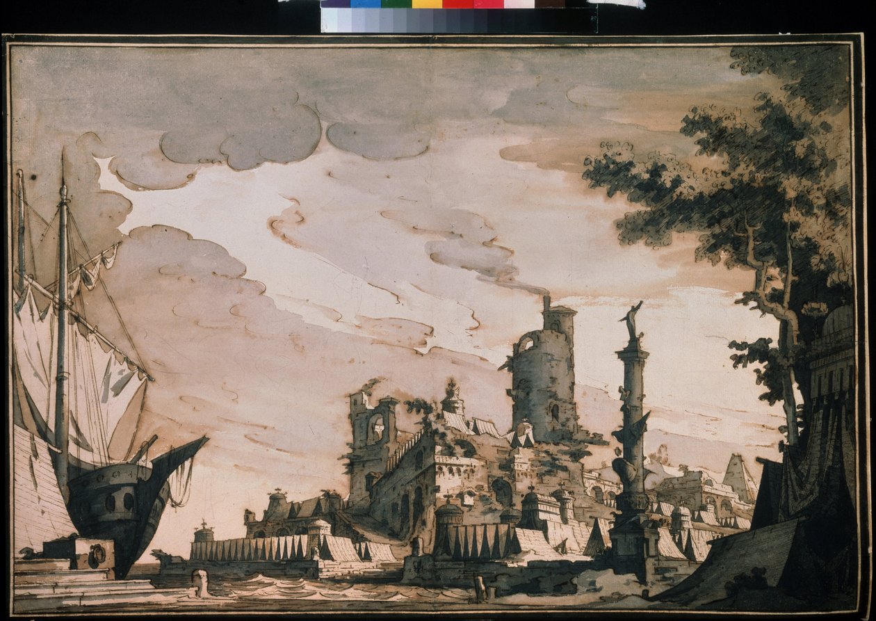 Ansicht eines Hafens von Pietro Gonzaga