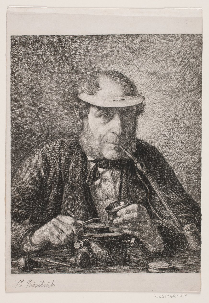 Porträt des Vaters des Künstlers, Medailleur F.C. Krohn von Pietro Købke Krohn