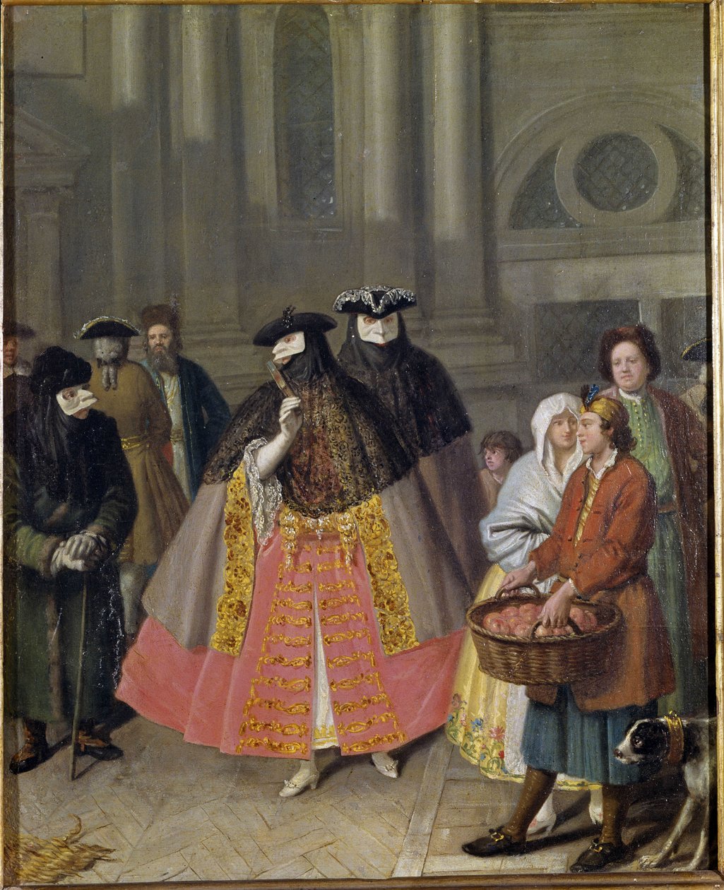 Gespräch mit Masken oder der Apfelverkäufer von Pietro Longhi