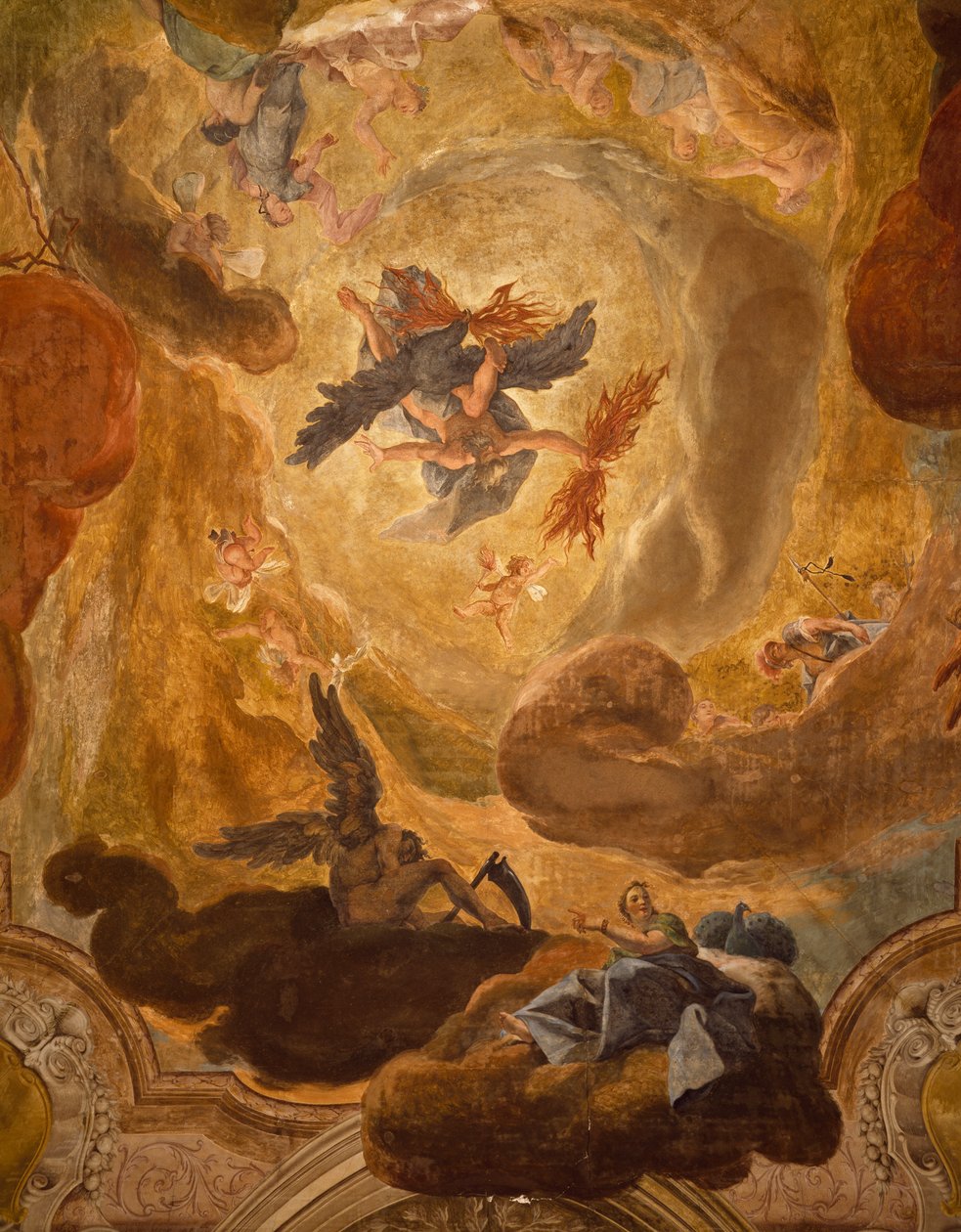 Italien, Venedig, Große Treppe im Palazzo Sagredo, Fall der Giganten, Fresko von Pietro Longhi von Pietro Longhi