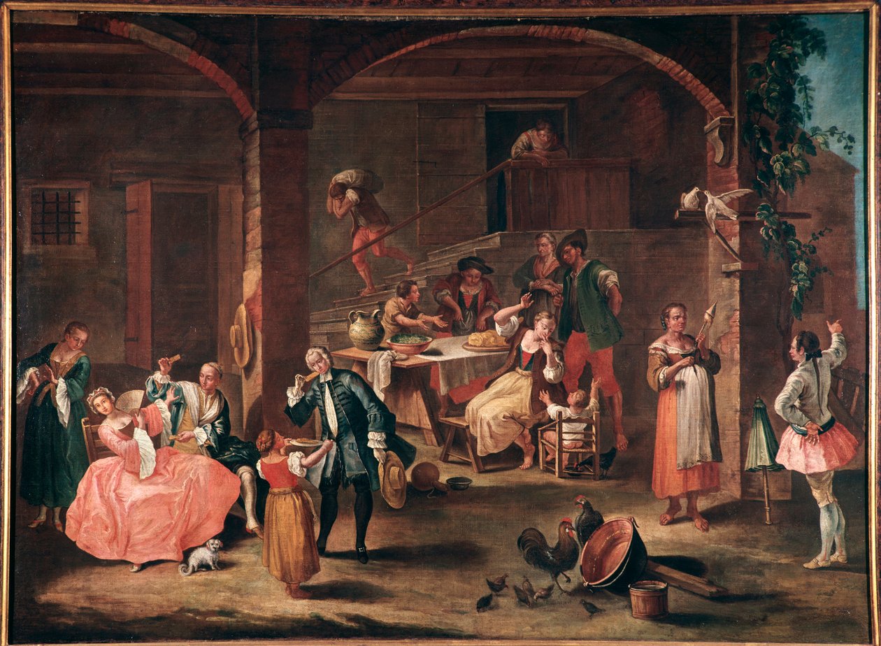 La merenda in campagna (Der Imbiss auf dem Land) Gemälde von Pietro Longhi (1702-1785) um 1750 Venedig, Ca
