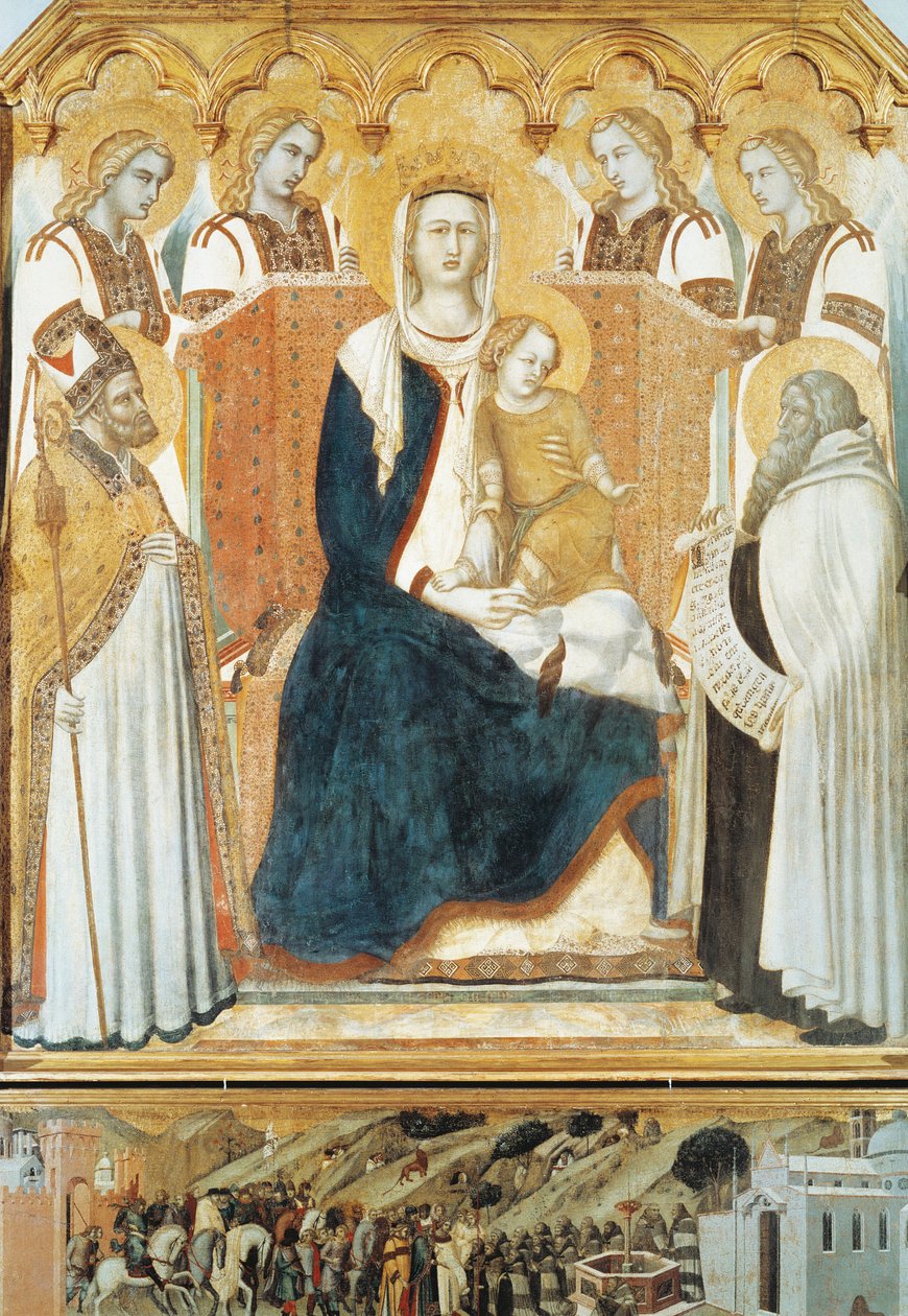 Madonna mit Engeln und Heiligen von Pietro Lorenzetti