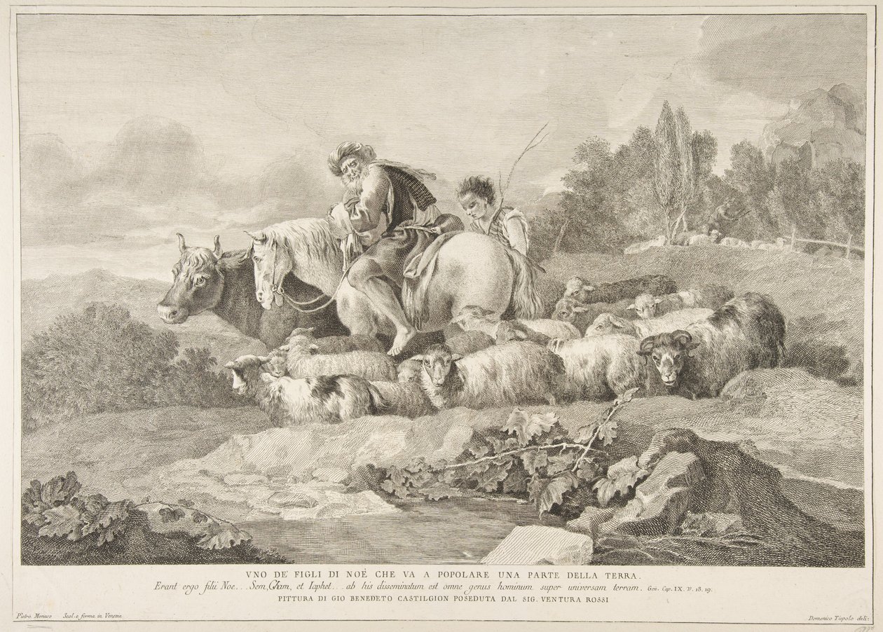 Einer der Söhne Noahs, der einen Teil der Erde bevölkert von Pietro Monaco