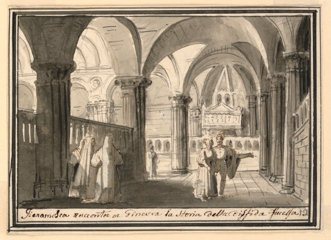 Bühnenbild, Innenraum einer Kirche von Pietro Narducci