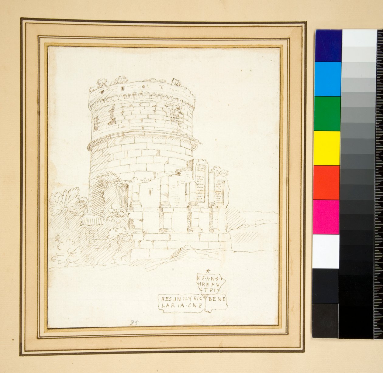 Federzeichnung des Grabes der Plautii (Feder) von Pietro Santi Bartoli