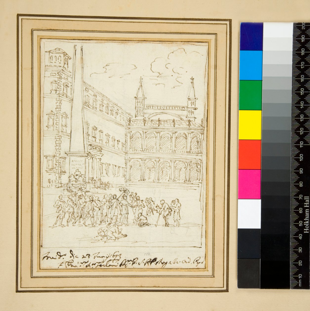 Das Seitenportikus des Lateran (Federzeichnung) von Pietro Santi Bartoli