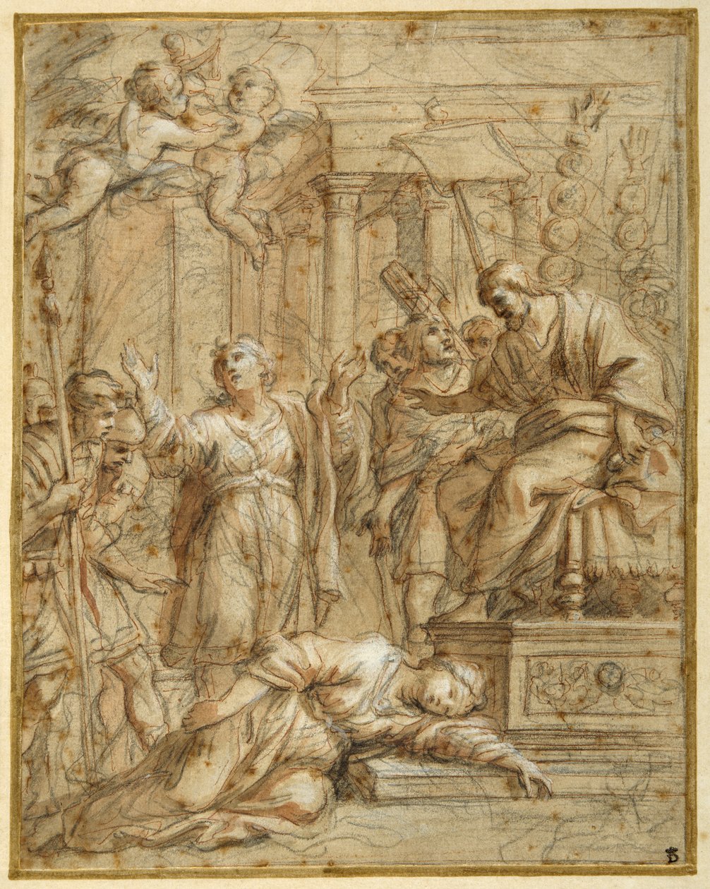 Die Hl. Bibiana liegt gemartert vor dem Präfekten Apronianus von Pietro da (1596 1669) Cortona