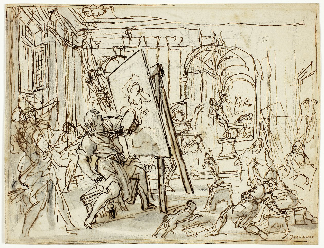 Erdbeben im Atelier eines Künstlers von Pietro da Cortona