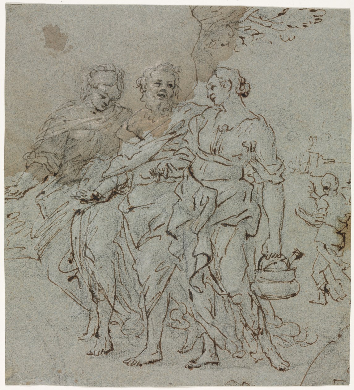 Lot und seine Töchter recto Skizze für Lot und seine Töchter verso, 1600er Jahre von Pietro da Cortona