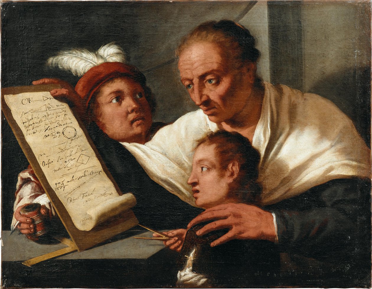 Ein Lehrer mit zwei Schuljungen von Pietro della Vecchia