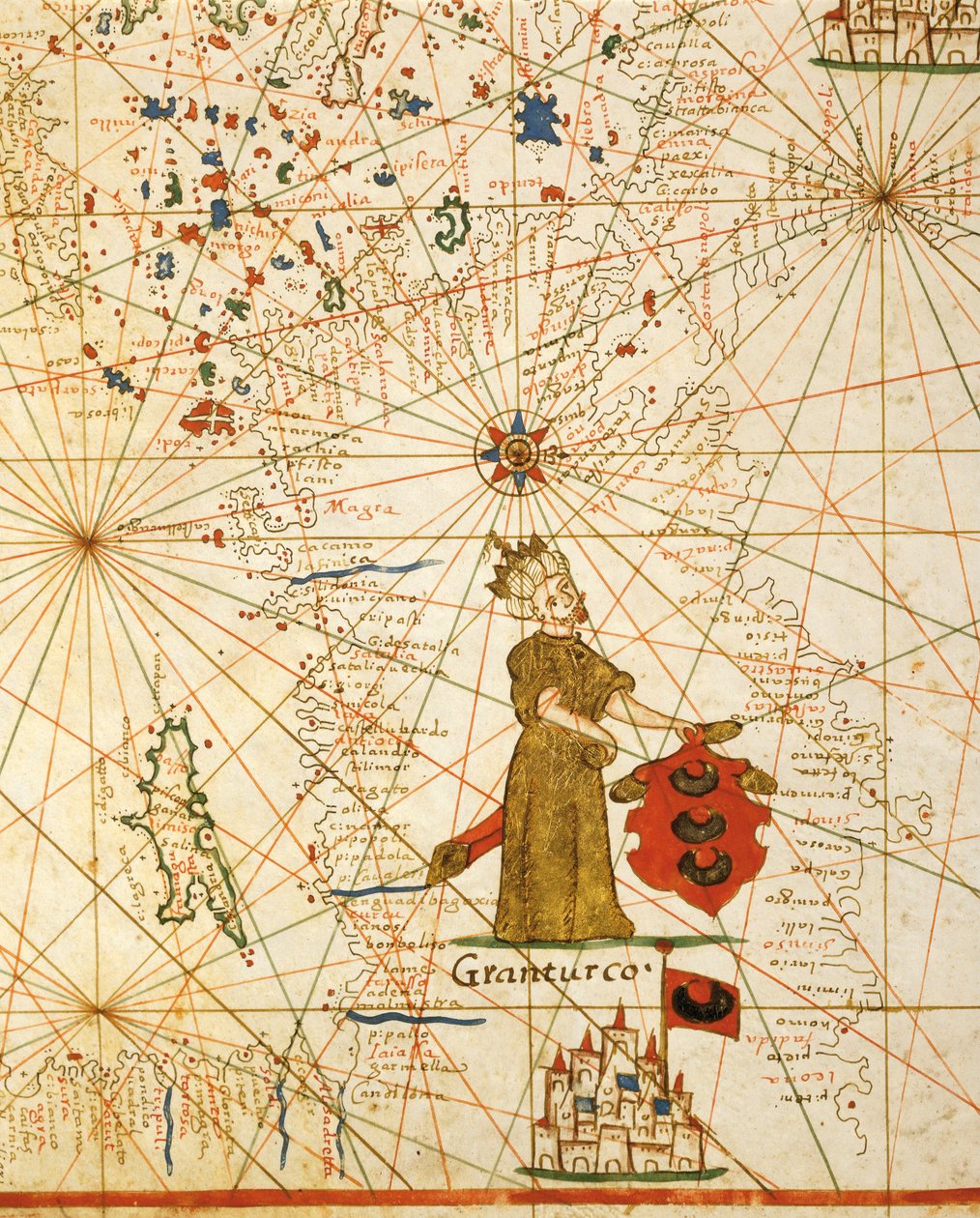 Osmanisches Reich, aus dem Portolan-Atlas bestehend aus sechs Karten, von Placido Caloiro und Francesco Oliva, Pergament. 1646. von Placido Caloiro e Oliva
