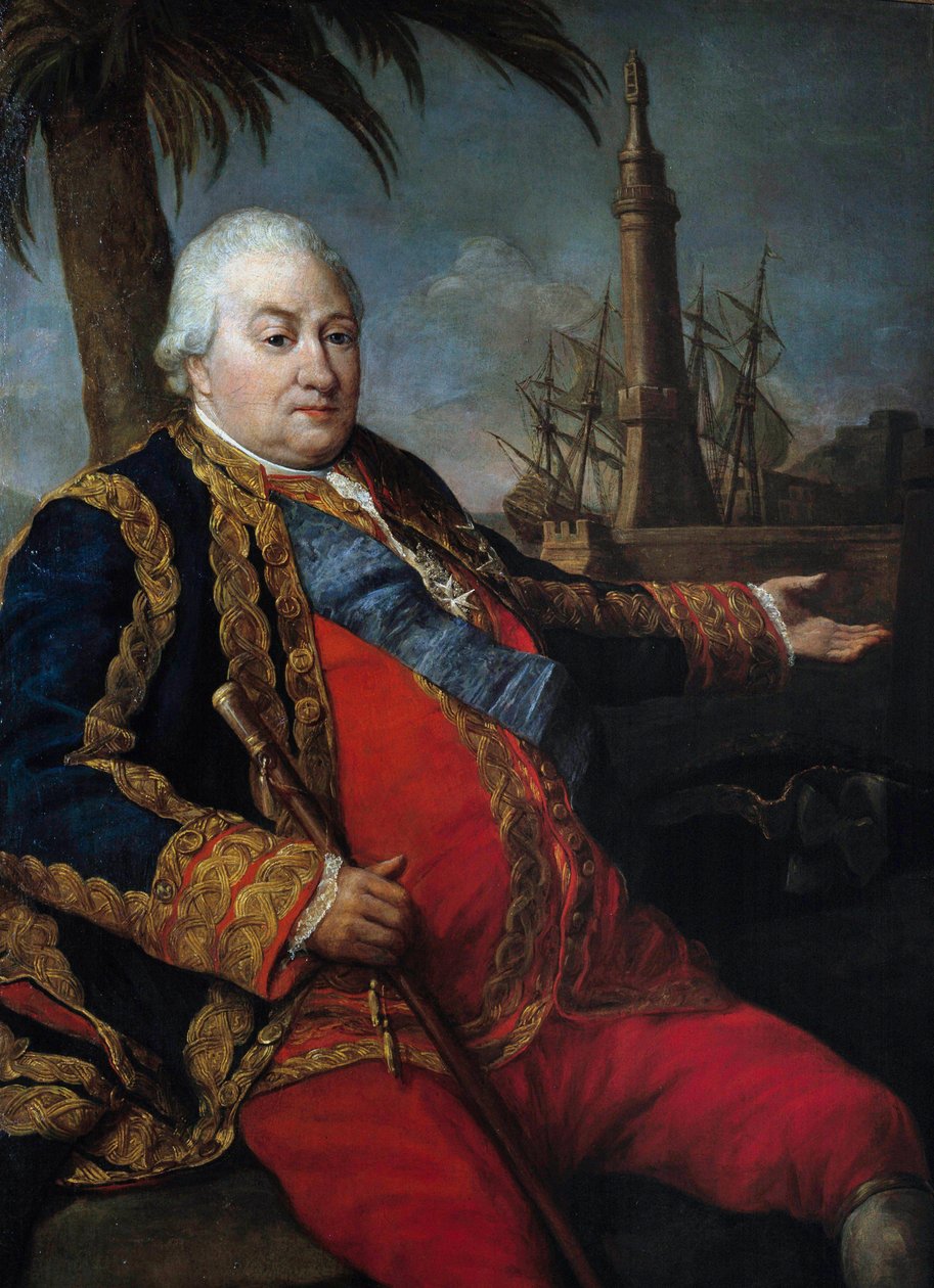 Porträt von Pierre André de Suffren de Saint Tropez, Bailli von Suffren, Vizeadmiral, in großer Uniform eines Marineoffiziers von Pompeo Girolamo Batoni