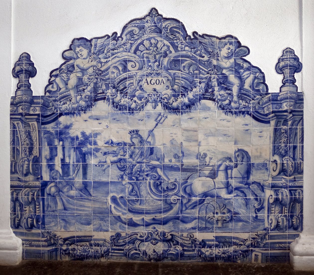Allegorie des Wassers - Azulejos, bemalte Fayence von Portuguese School