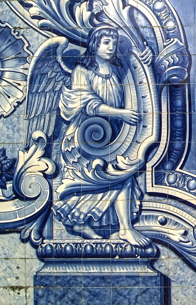 Dekoratives Panel, das einen Engel darstellt, Lamego, Portugal. 1738 von Portuguese School