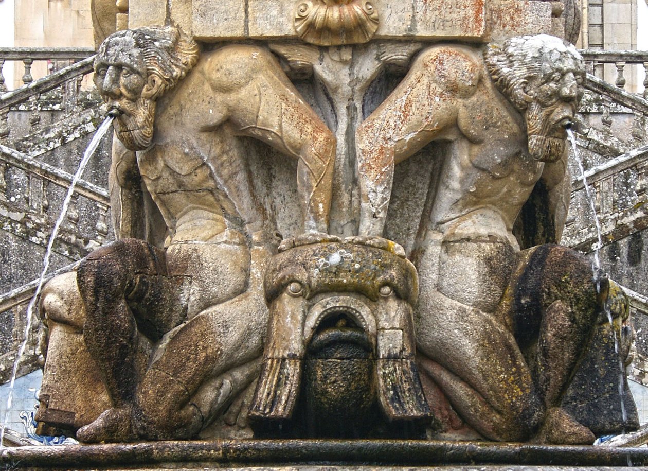 Mythische Atlanten am Sockel eines Obelisken, Lamego, Portugal. 1738 von Portuguese School